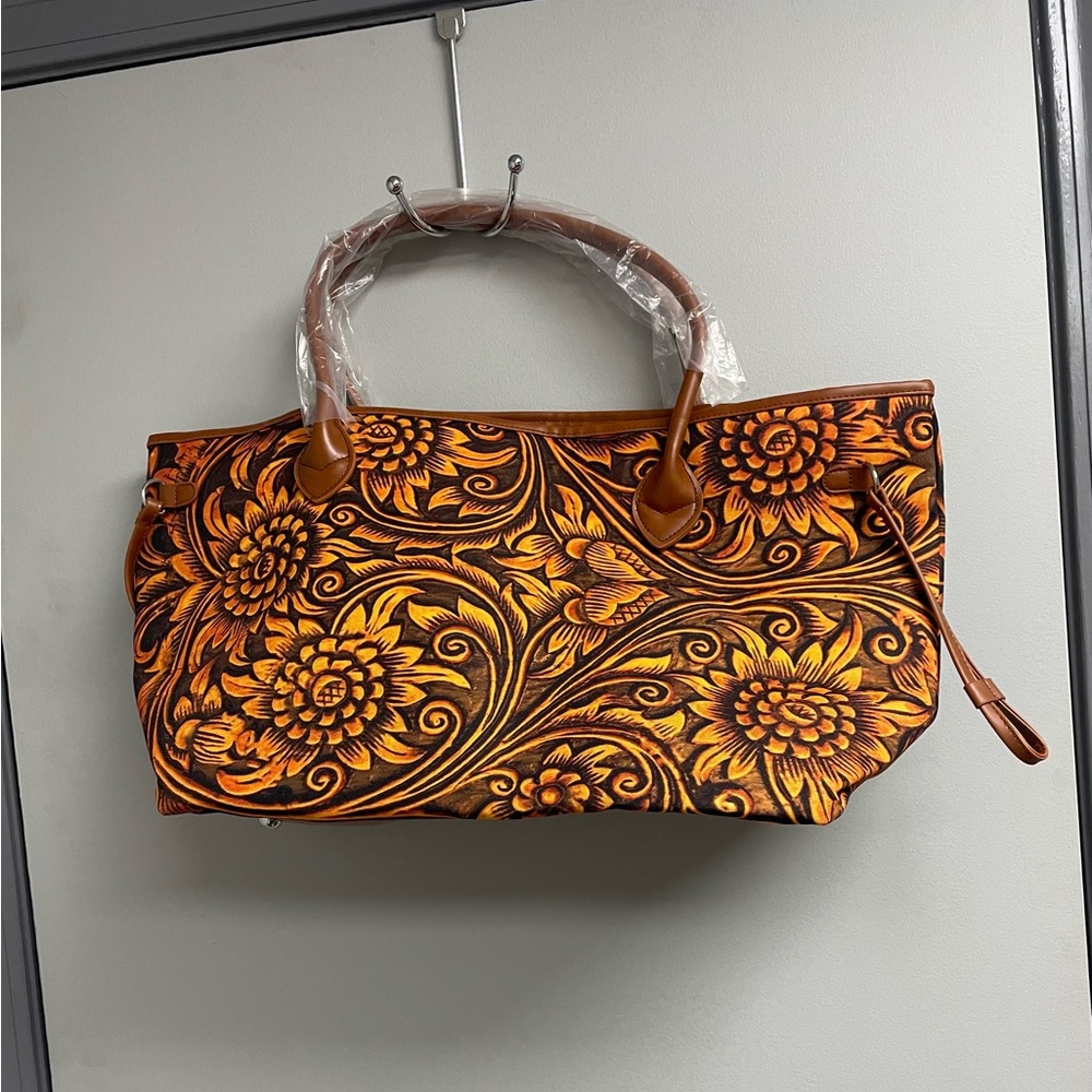 Brown Flower Tote Bag Brand New